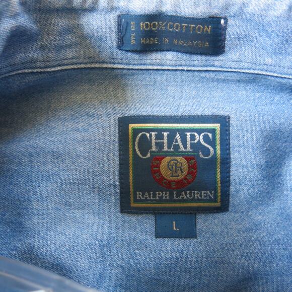 VINTAGE CHAPS RALPH LAUREN Shirt Size L Button Down Striped Casual Business - Picture 4 of 4